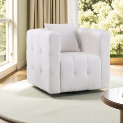Modern Microfiber Upholstered Swivel Tufted Arm Accent Chair